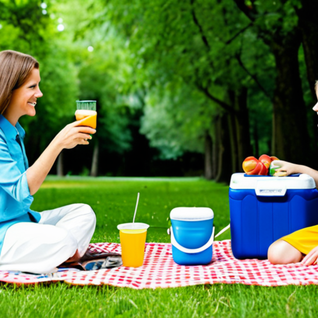 아이스박스 선택 기준 - Family Picnic - Choosing the Right Size**

"A family enjoying a picnic in a sunny park, surrounded b...