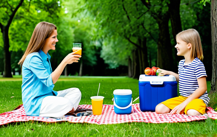 아이스박스 선택 기준 - Family Picnic - Choosing the Right Size**

"A family enjoying a picnic in a sunny park, surrounded b...