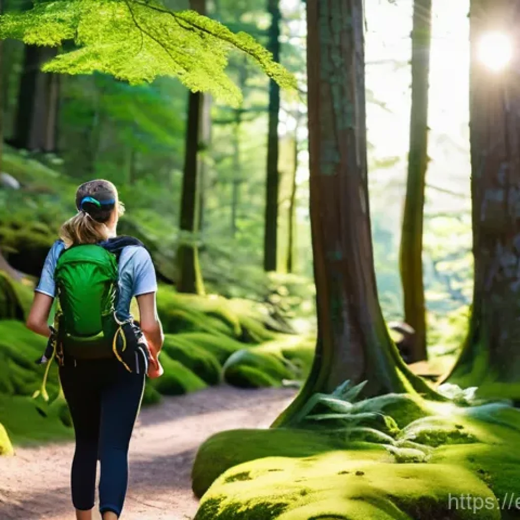 등산 가방 고르는 방법 - **Prompt: Serene Day Hike in an Enchanted Forest**

    A happy, diverse young woman with a genuine ...