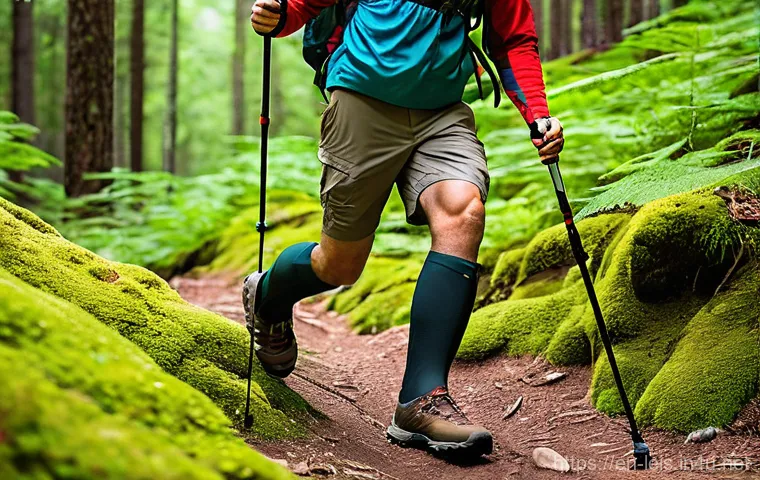 등산 스틱 사용법 - **Prompt: The Perfect Pole Length for Flat Terrain**
    "A male hiker, mid-20s, with short brown ha...