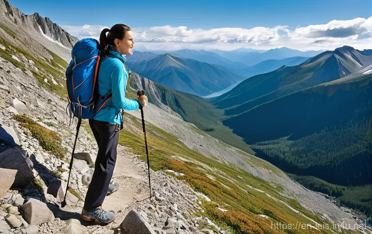 등산 스틱 사용법 - **Prompt: The Perfect Pole Length for Flat Terrain**
    "A male hiker, mid-20s, with short brown ha...