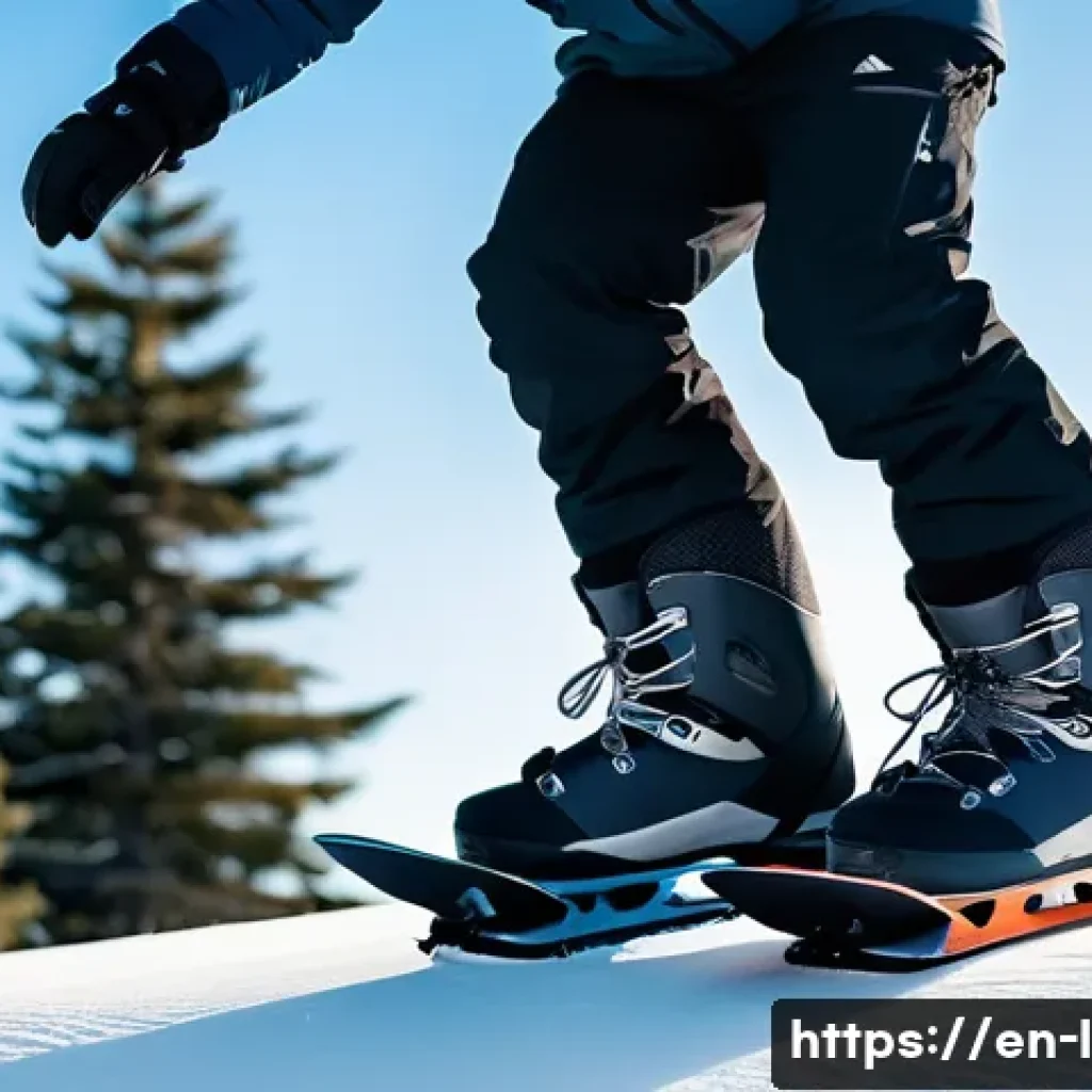 스노보드 초보자를 위한 팁 - A detailed winter mountain scene featuring a beginner snowboarder wearing full snowboarding gear inc...