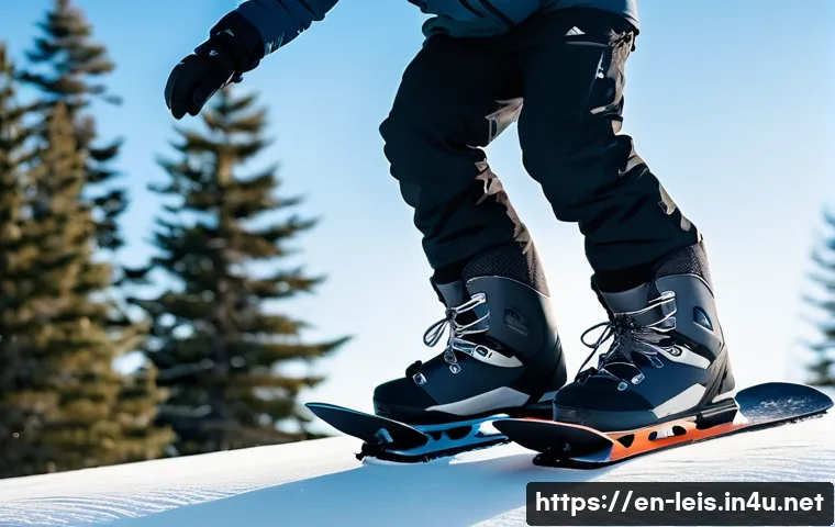스노보드 초보자를 위한 팁 - A detailed winter mountain scene featuring a beginner snowboarder wearing full snowboarding gear inc...